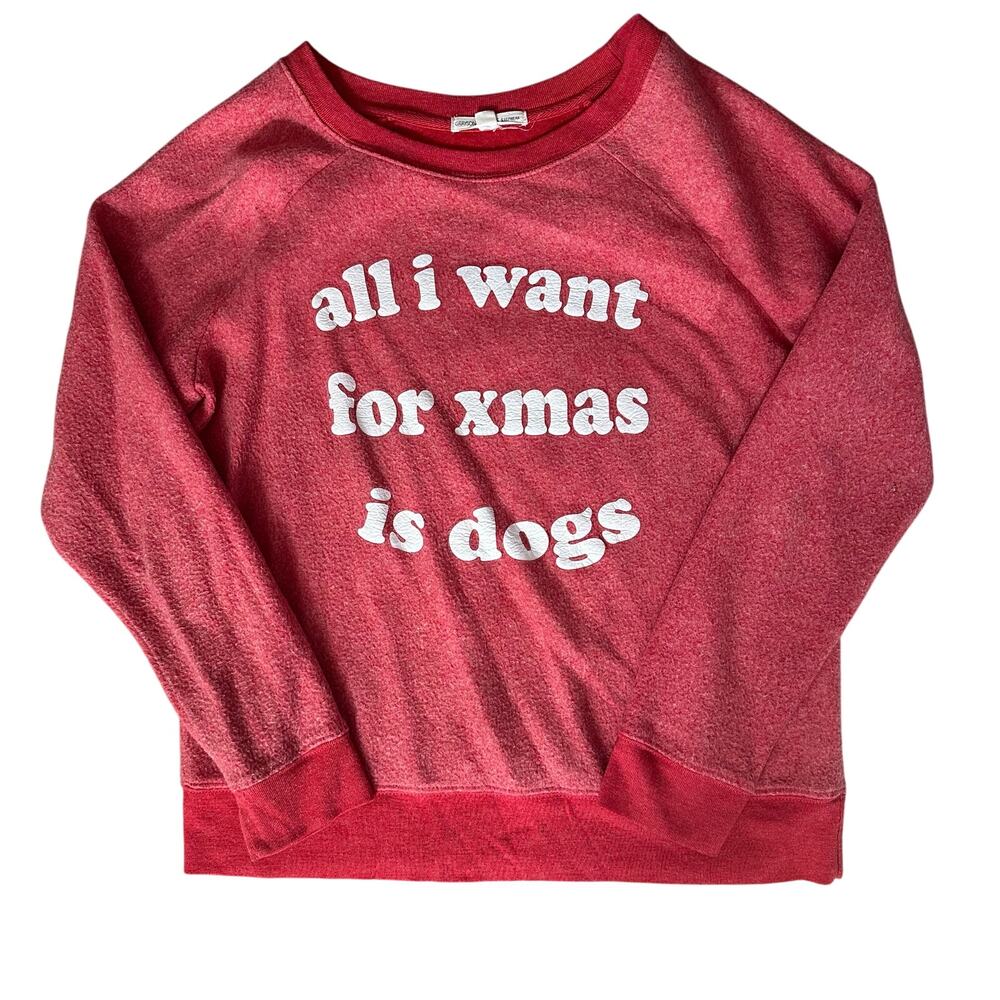 Greyson Threads All I Want For Christmas Is Dogs Loungewear Sweater Red Size Med